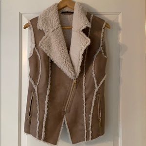 Suede and sheepskin vest